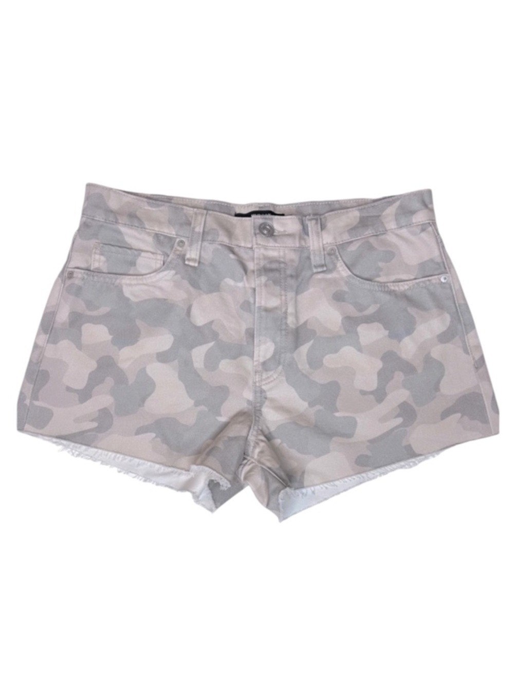 Hudson Jean Shorts Lori High-Rise Camo Raw Edge Hem Size 30 Women’s